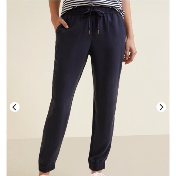 Garnet Hill Tencel & Linen joggers navy size small - Picture 1 of 12